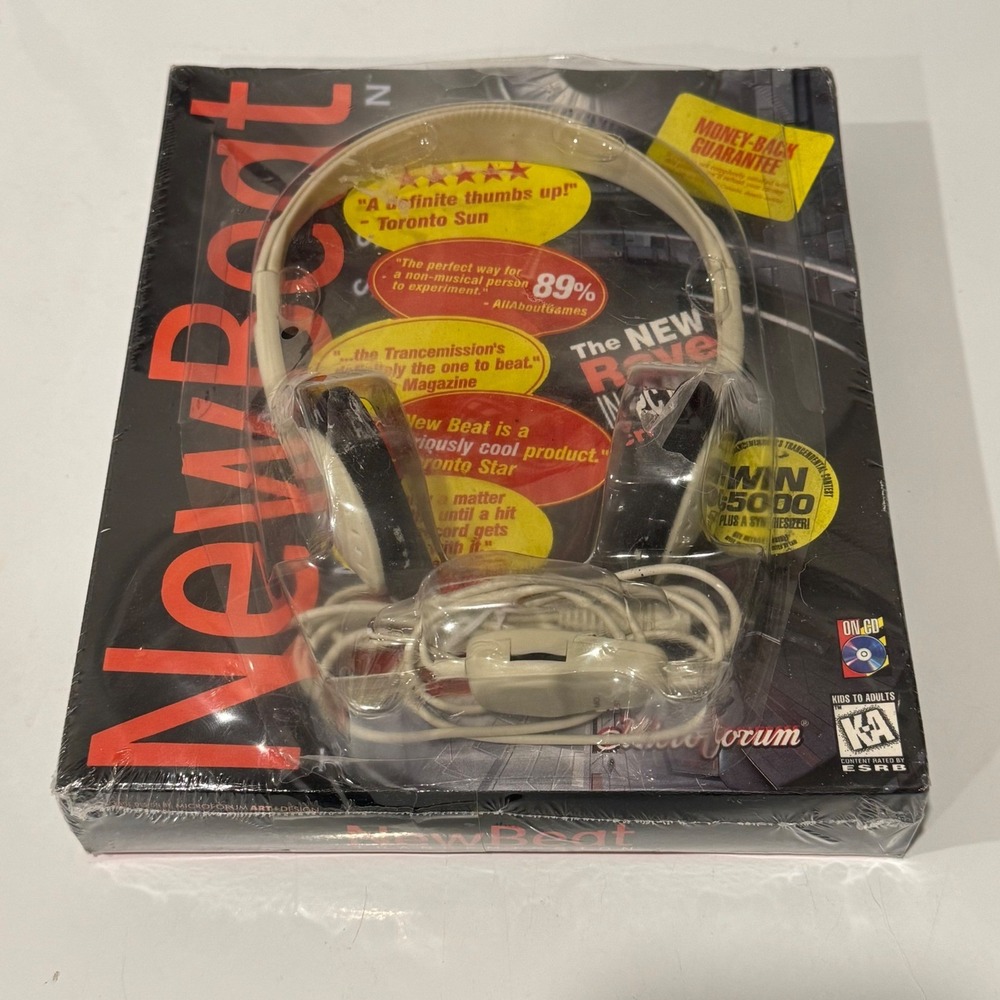 NewBeat Trancemission PC Music Creation Software Headphones Microforum 1996 NEW.